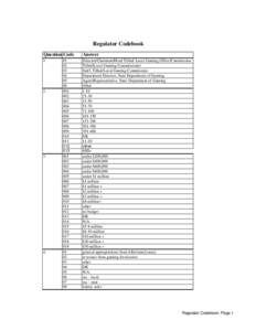 Regulator Codebook Question Code Answer  1.