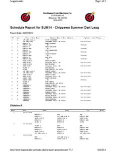 LeagueLeader  Page 1 of 3 Northwest Coin Machine Co. 919 Martin rd.