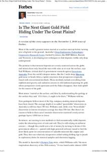 Is The Next Giant Gold Field Hiding Under The Great Plains? - Forbes