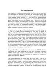 Microsoft Word - Second edit - The Kingdom of Songhai.5 - final edit.doc