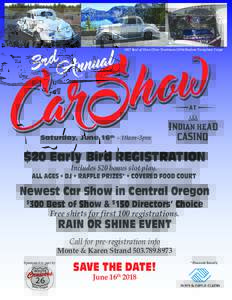 2017 Best of Show|Tom Tomlinson|1934 Hudson Terraplane Coupe  Saturday, June 16th - 10am-3pm $20 Early Bird REGISTRATION Includes $20 bonus slot play.