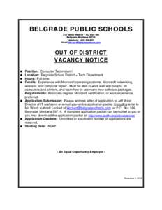 BELGRADE PUBLIC SCHOOLS 312 North Weaver – PO Box 166 Belgrade, Montana[removed]Telephone: ( [removed]Email: klockart @belgr adeschools.com