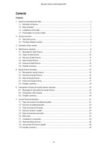 Business Finance in New Zealand[removed]Contents Chapters 1. Guide to interpreting the data ......................................................................................................1 1.1 Definition of finance 