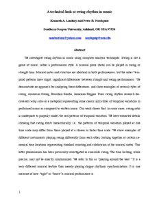 A technical look at swing rhythm in music Kenneth A. Lindsay and Peter R. Nordquist Southern Oregon University, Ashland, OR USA 97520