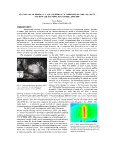 AN ANALYSIS OF TROPICAL CYCLONE INTENSITY ESTIMATES OF THE ADVANCED MICROWAVE SOUNDING UNIT (AMSU), [removed]Corey Walton University of Miami, Coral Gables, FL INTRODUCTION Analysis and forecasts of tropical cyclones in