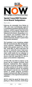 NOW BGR’s Spotlight on Local Government Issues Special Counsel Bill Threatens Levee Boards’ Independence May 15, 2014