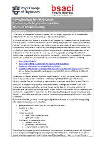 Allergen immunotherapy / Allergy / Allergen / Food allergy / Anaphylaxis Campaign / William Frankland / Revalidation / Milk allergy / Medicine / Immunology / European Academy of Allergy and Clinical Immunology