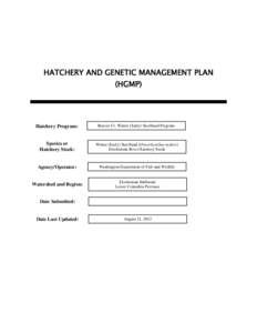 HATCHERY AND GENETIC MANAGEMENT PLAN