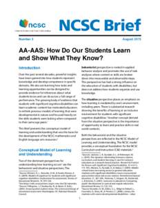 NCSC Brief #3  NCSC Brief Number 3  August 2015