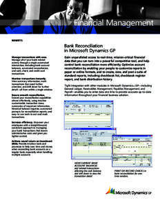 Accounting systems / Microsoft Dynamics GP / Bank reconciliation / Debits and credits / Money / Reconciliation / Business / Finance / Accounting software