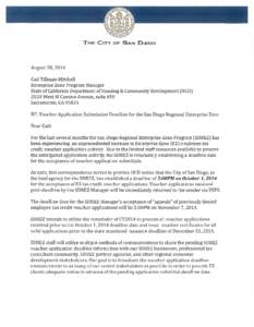THE CITY OF SAN DIEGO  August 28, 2014 Gail Tillman-Mitchell Enterprise Zone Program Manager State of California Department of Housing & Community Development (H CD)