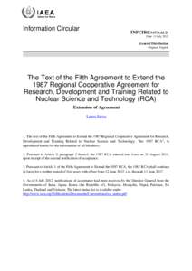 INFCIRC/167/Add.23 - The Text of the Fifth Agreement to Extend the 1987 Regional Cooperative Agreement for Research, Development and Training Related to Nuclear Science and Technology (RCA)