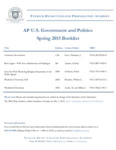 Microsoft Word[removed]2015_AP U.S. Government and Politics Booklist