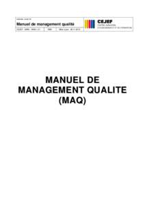 CEJEF - MAN - MAQ 1.01 Manuel de management qualité