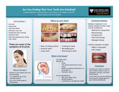 Sleep disorders / Bruxism / Oral pathology / Tooth / Dental surgery / Dentine hypersensitivity / Temporomandibular joint disorder / Occlusion / Dentistry / Medicine / Dental equipment