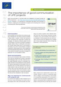 Factsheet  Recommended The importance of good communication of LIFE projects