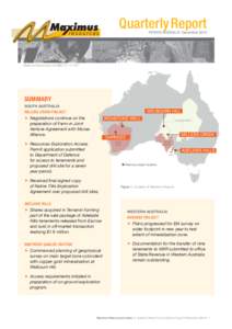 Quarterly Report PERIOD ENDING 31 December 2014 Maximus Resources Ltd ABN[removed]SUMMARY