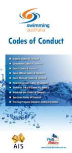 Codes of Conduct  General Codes of Conduct  Competitor Codes of Conduct  Coach Codes of Conduct  Team Official Codes of Conduct  Team Manager Codes of Conduct