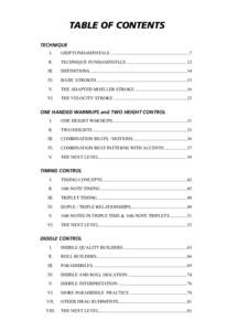 TABLE OF CONTENTS TECHNIQUE I. GRIP FUNDAMENTALS .....................................................................7