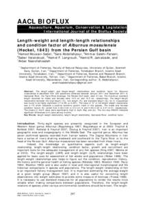 AACL BIOFLUX Aquaculture, Aquarium, Conservation & Legislation International Journal of the Bioflux Society Length-weight and length-length relationships and condition factor of Alburnus mossulensis