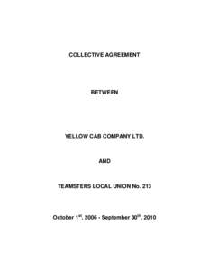 COLLECTIVE AGREEMENT  BETWEEN YELLOW CAB COMPANY LTD.