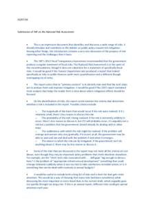 Submission of IMF on the National Risk Assessment This is an impressive document that identifies and discusses a wide range of risks. It should stimulate and contribute to the deba