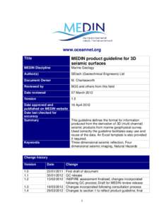 www.oceannet.org Title MEDIN product guideline for 3D seismic surfaces