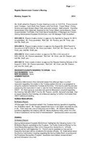 Page 1 of 3 Regular Beavercreek Trustee’s Meeting Monday, August 18,  2014