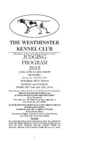 THE WESTMINSTER KENNEL CLUB (Member of the American Kennel Club) JUDGING PROGRAM