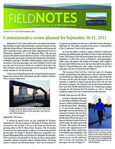 ...............................  FIELDNOTES A Common Field One Day, A Field of Honor Forever  Volume II, Issue 3 • Special Edition September 2013