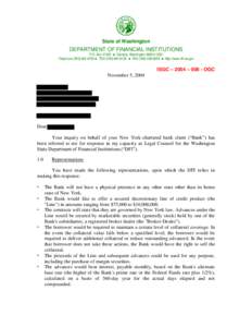 Division of Banks Opinion - New York Bank’s Authority To Offer Secured Discretionary Lines Of Credit In Washington State) - ISGC[removed]OGC