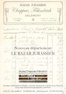 Nouveau département  LE BAZAR JURASSIEN Musée Chappuis-Fähndrich Objets de la vie quotidienne au temps passé dans le Jura