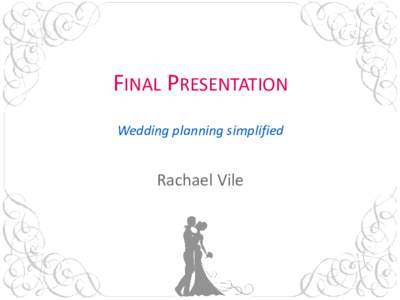 FINAL PRESENTATION Wedding planning simplified Rachael Vile  Helping to avoid those “Bridezilla” moments….