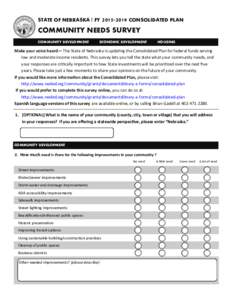 2014 Survey for Proposed Consolidated Plan