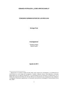 BONANZA PETROLERA: ¿CÓMO APROVECHARLA?  CONCURSO GERMÁN BOTERO DE LOS RÍOS 2010 Entrega Final