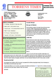 Page 1  TORRENS TIMES TORRENS PRIMARY SCHOOL AN ACT GOVERNMENT SCHOOL Ritchie Street TORRENS ACT 2607