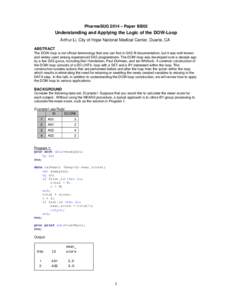 Control flow / Infinite loop / SAS / Foreach loop / Loop counter / Computing / Software engineering / Computer programming