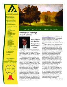 American Academy for Park and Recreation Administration Contents  President’s Report