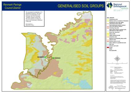 Renmark Paringa Council District GENERALISED SOIL GROUPS The map depicts the distribution of 15 generalized soil groups. The map is