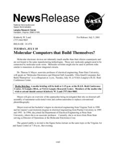 NewsRelease National Aeronautics and Space Administration Langley Research Center Hampton, Virginia[removed]