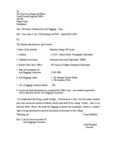 Ragging / Youth / Ethics / Human development / Hyderabad /  India / Government / Methodist College of Engineering and Technology / Abuse / Human rights abuses / Youth rights