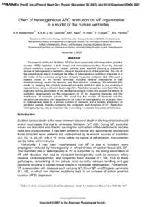 Page 1 of 34 in PresS. Am J Physiol Heart Circ Physiol (November 30, [removed]doi:[removed]ajpheart[removed]Articles Effect of heterogeneous APD restitution on VF organization in a model of the human ventricles