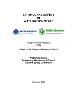 EARTHQUAKE SAFETY IN WASHINGTON STATE WASHINGTON STATE  Military Department