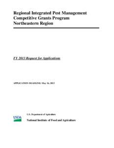 Regional Integrated Pest Management Competitive Grants Program Northeastern Region FY 2013 Request for Applications