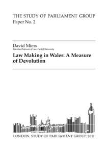 Law Making in Wales: A Measure of Devolution