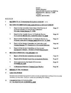 Senate Senate Chamber Room E3-262 Engineering Building WEDNESDAY, January 7,2009 I:30 p.m. Regrets call[removed]