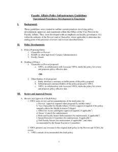 Faculty Affairs Policy Infrastructure Guidelines Operational Procedures: Development to Enactment I. Background: These guidelines were created to outline current practices involving policy