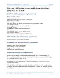 GFDL Laboratory Review May 20, 2014 – May 22, 2014  Education Education – GFDL’s Recruitment and Training of the Next Generation of Scientists