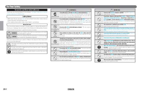 For Your Safety Be sure to read these notes before use WARNING  Thank you for your purchase of this product. For repair, inspection, or internal