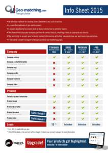 Info Sheet 2015 • An effective platform for creating brand awareness and calls to action. • A committed audience of geo-professionals. • A unique opportunity to provide need-to-know information to potential buyers.